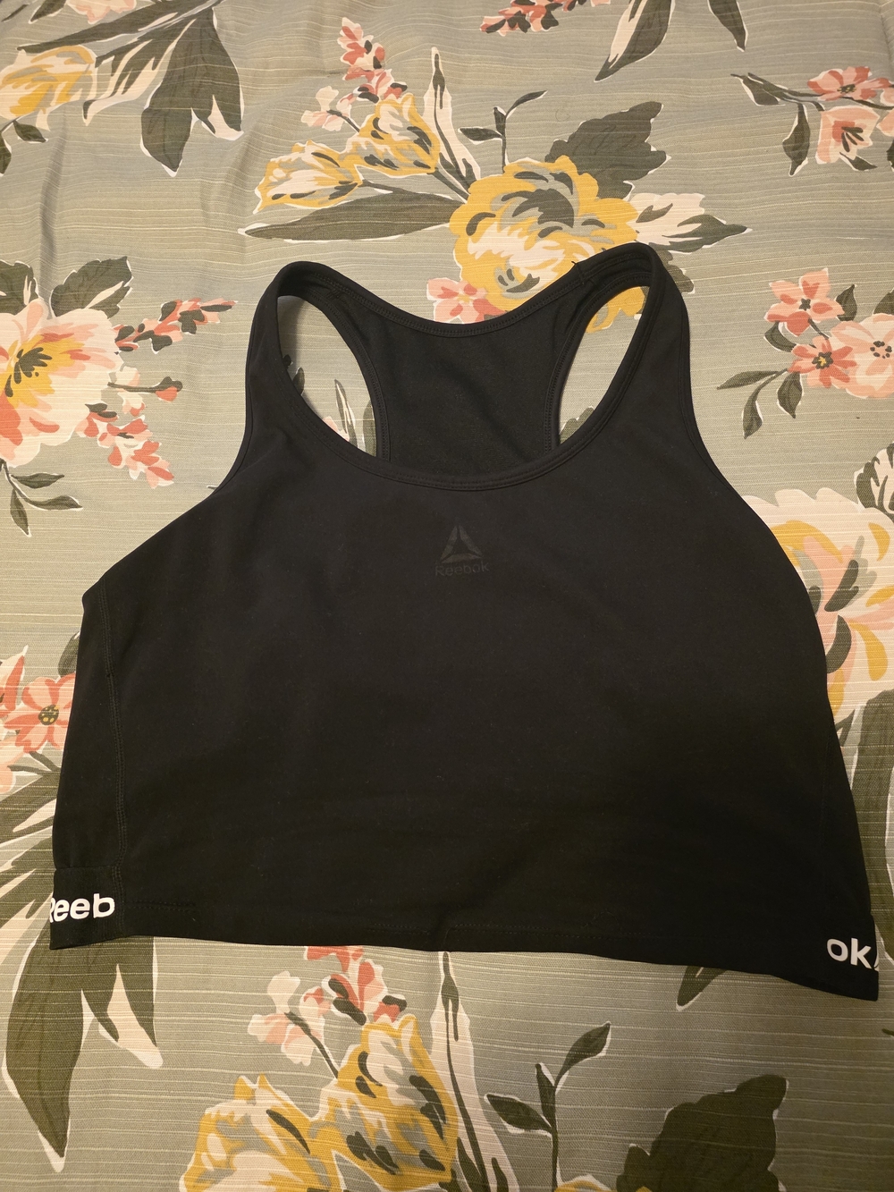 Reebok Black Racerback Crop Sports Bra Top